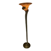 Lampadaire Tentacion en Bronze et Opaline Edgard Brandt