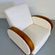 2 antique Art Deco club chairs from the 1930s, bentwood frame, bouclé fabric