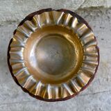 Rustic ashtray carved wood on vintage stand