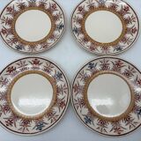 3 cups and saucers, Sarreguemines, Derby model, ironstone, early 20th century