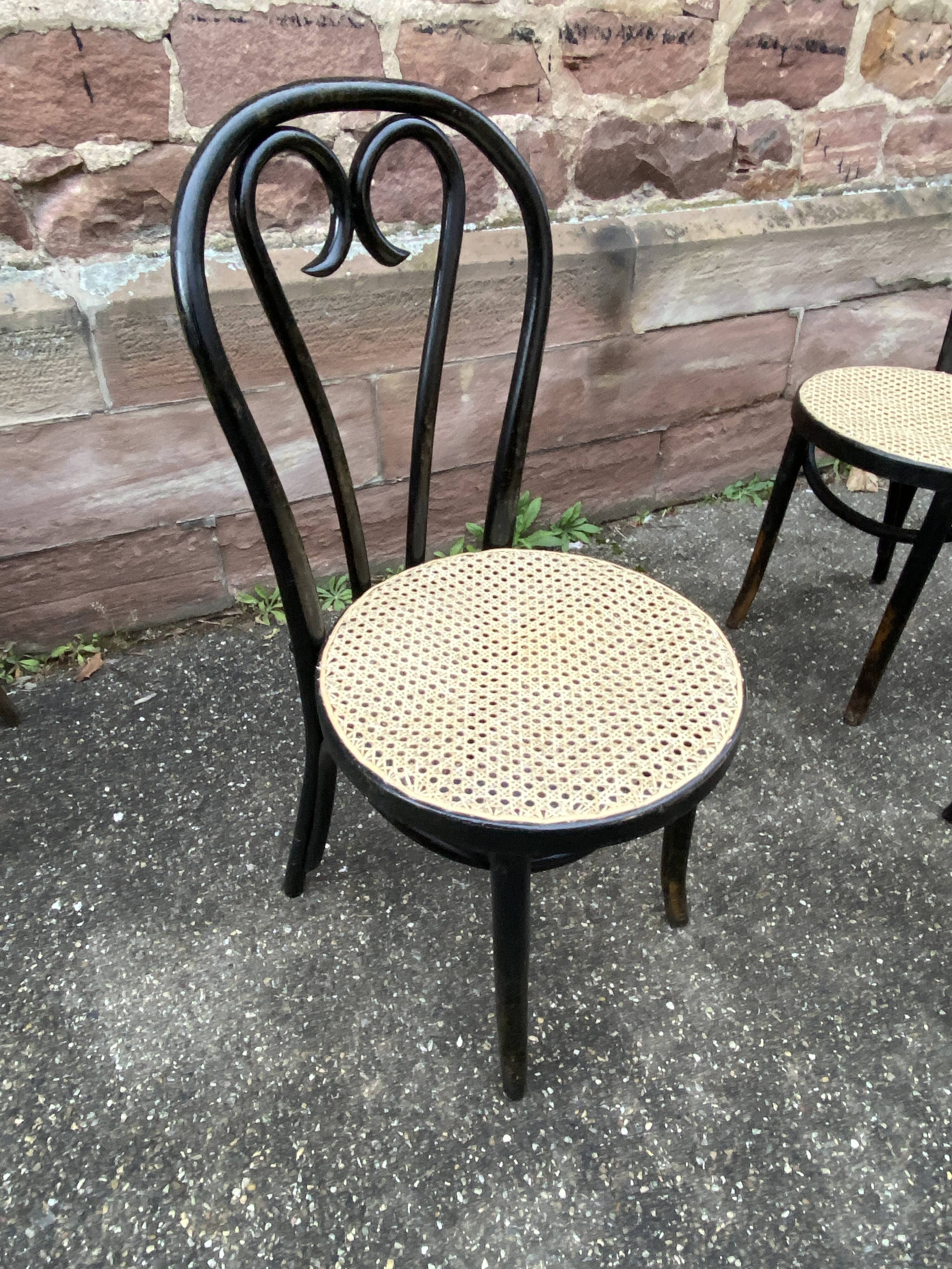 4 Thonet style bistro chairs in blackened curved wood