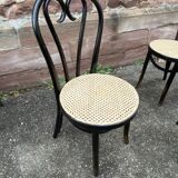 4 Thonet style bistro chairs in blackened curved wood
