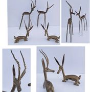 four vintage brass gazelle antelope sculptures