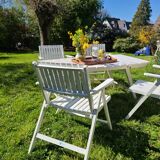 Set armchairs and garden table vintage circa 1970 R Gleizes