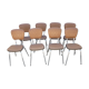 Lot de 8 chaises vintage en skai marron