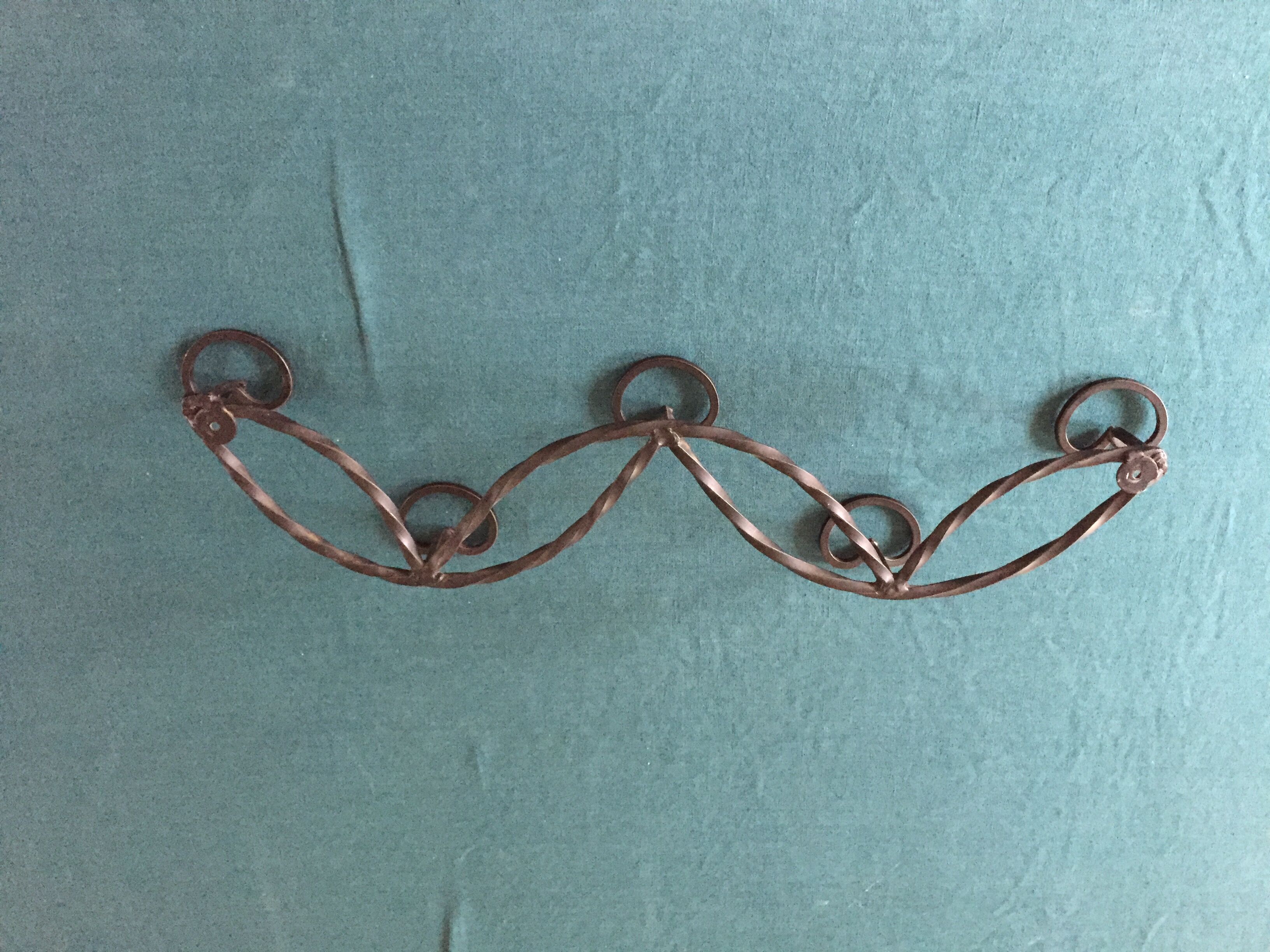 Vintage wrought iron coat/patère with 5 hooks