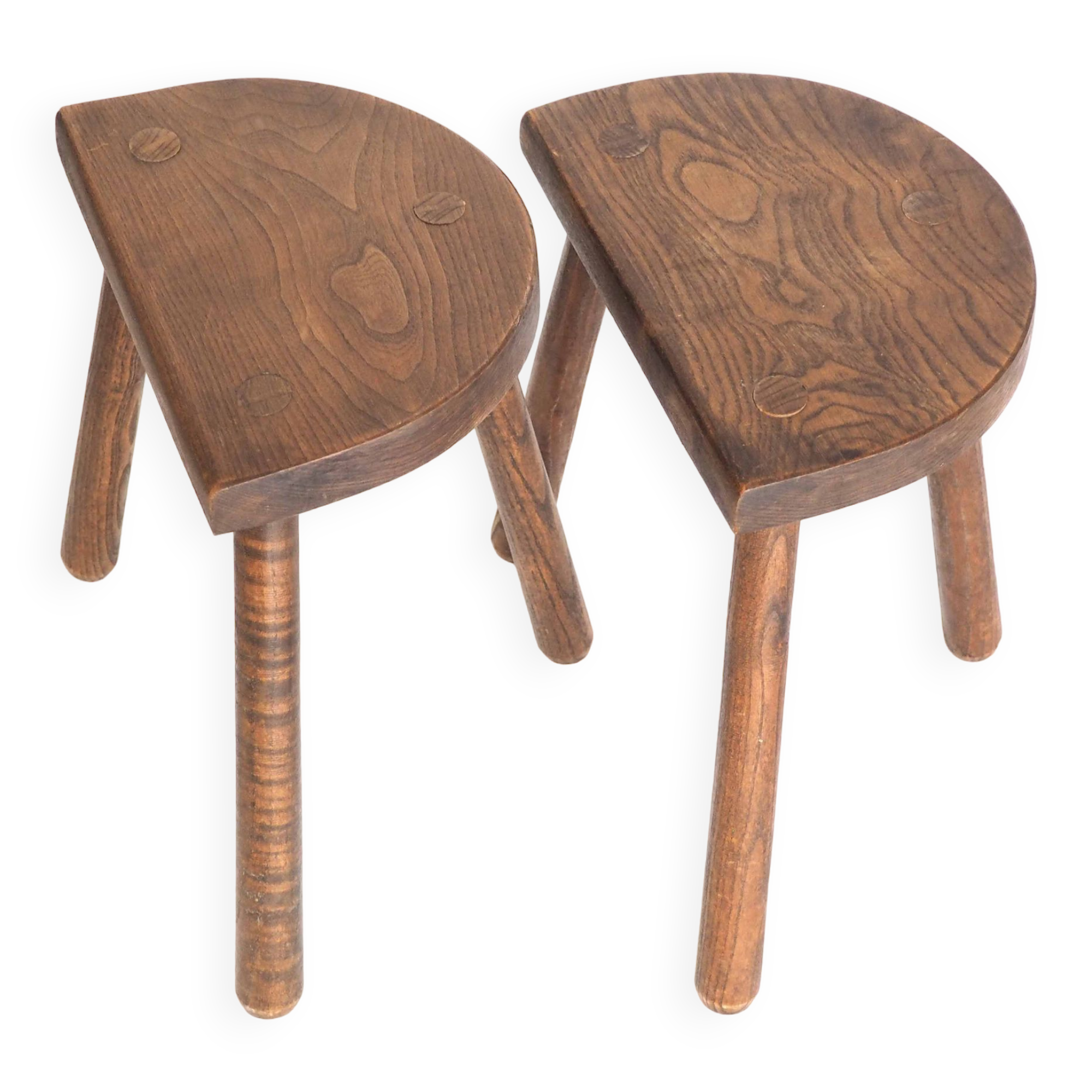 Pair of tripod cowherd stools
