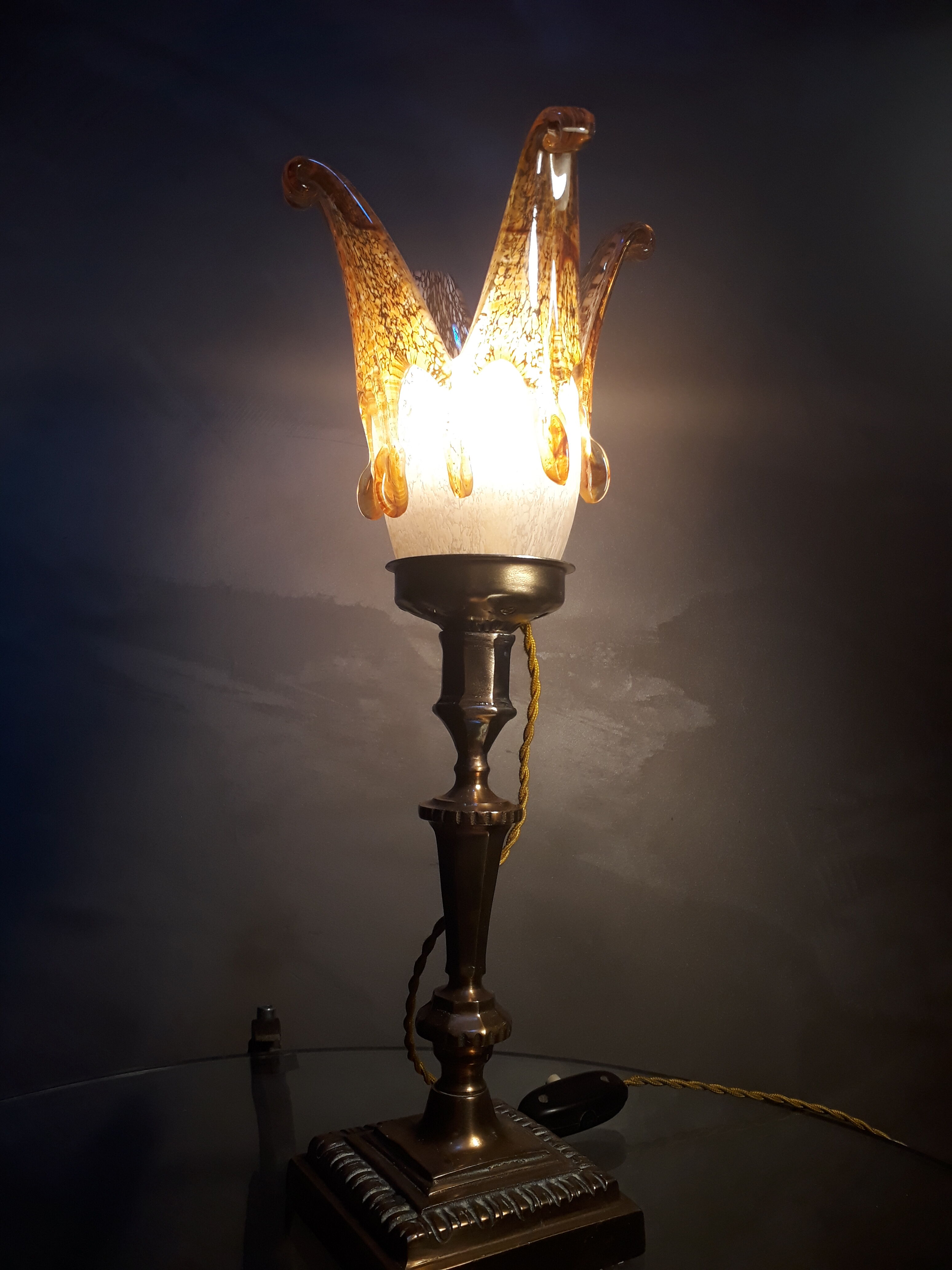 copper brass bronze lamp tulip ancient murano Italy very beautiful