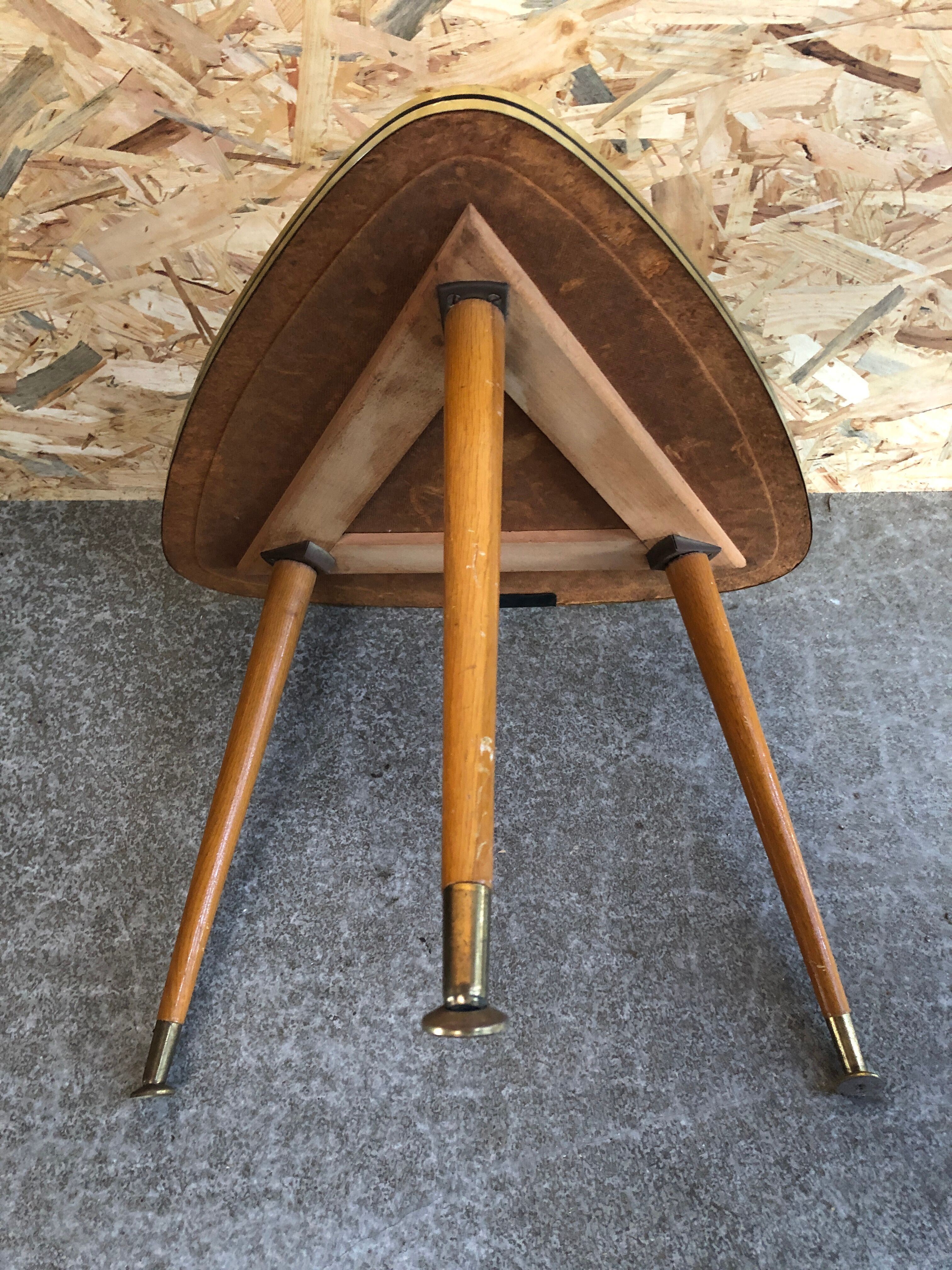 Old coffee table mediator wood & resin compass feet 70s vintage