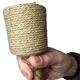 Vintage rattan pendant lamp with glass shade and cord accent