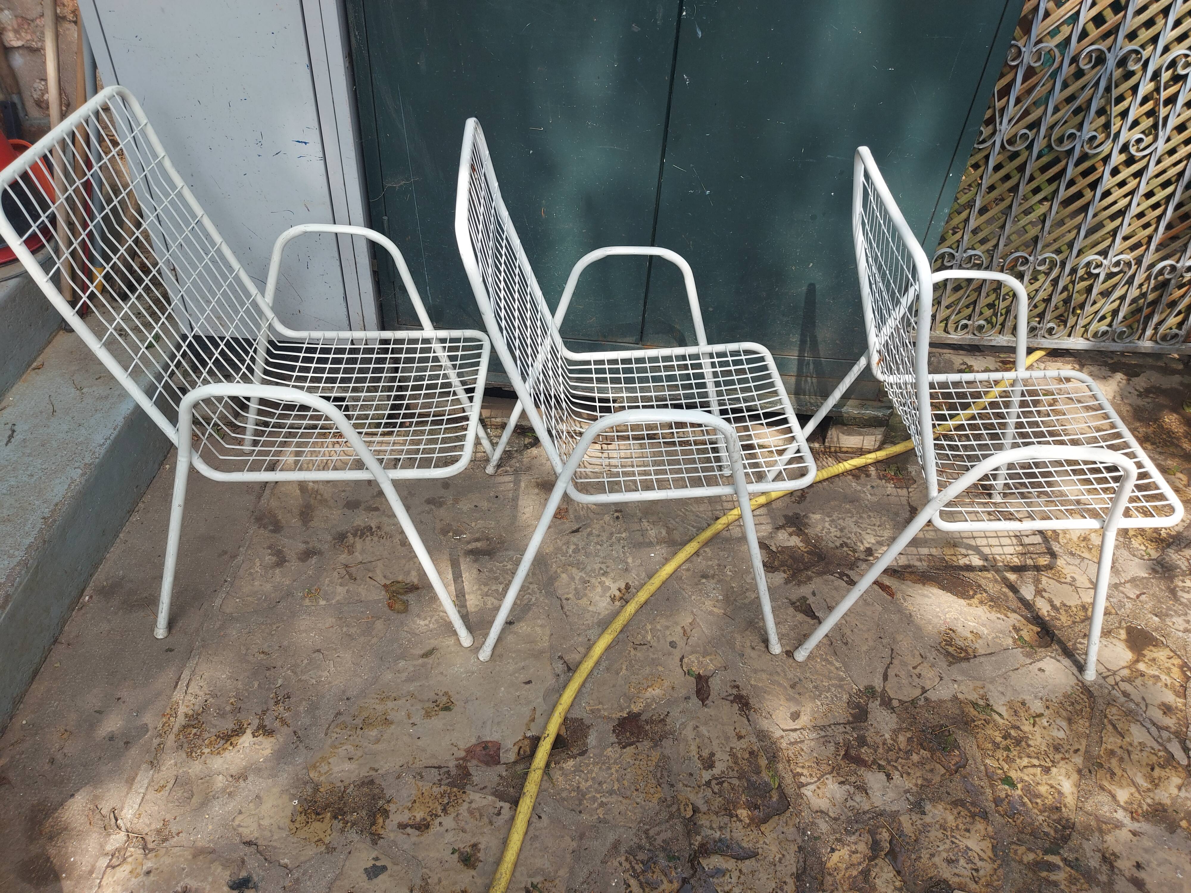 Lot de 3 fauteuils en métal vintage design italien emu modèle rio