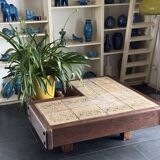 Brutalist Coffee Table with Flower Pot
