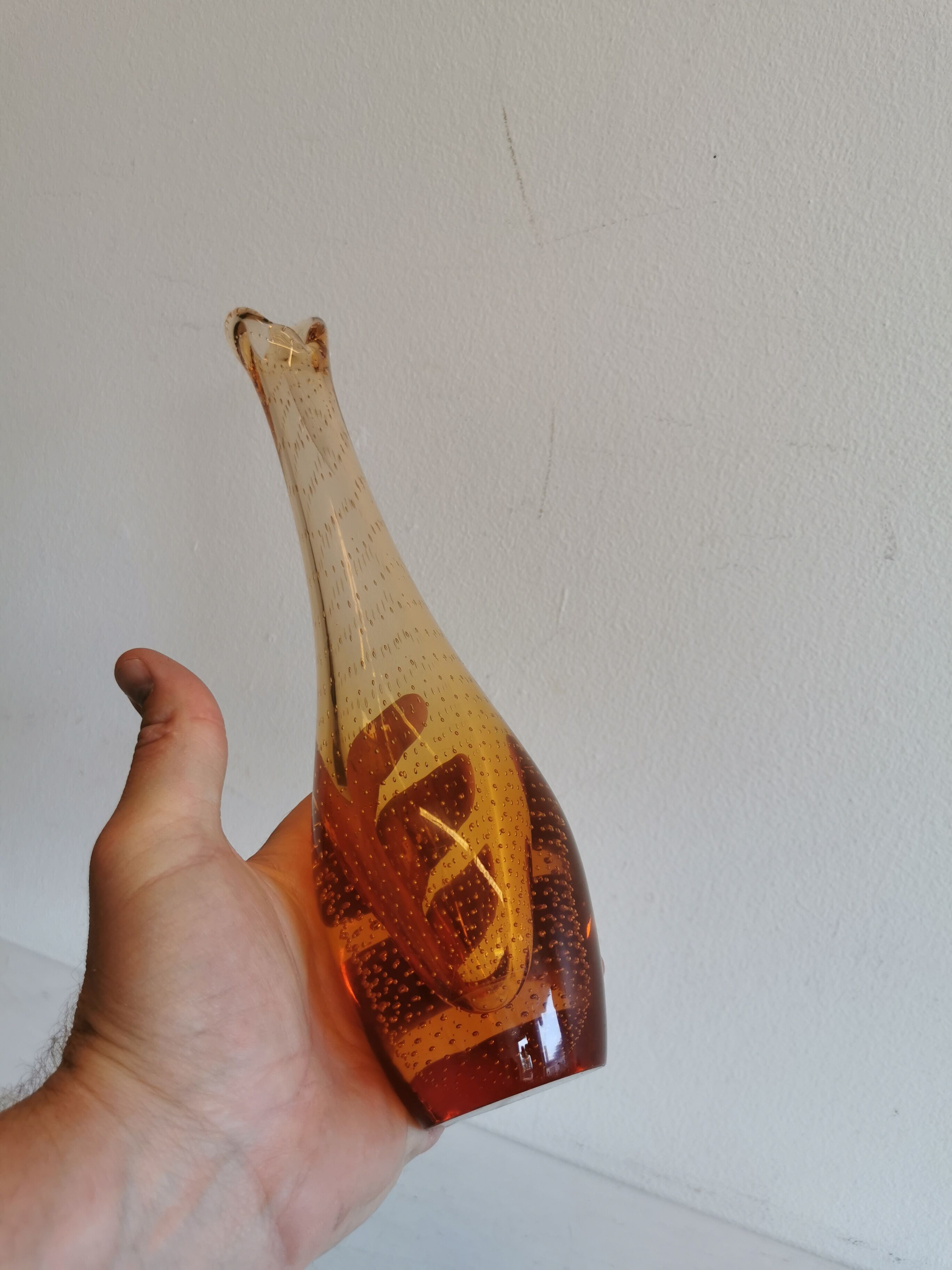 Golden orange orchid vase from Kastrup Glassworks 1950