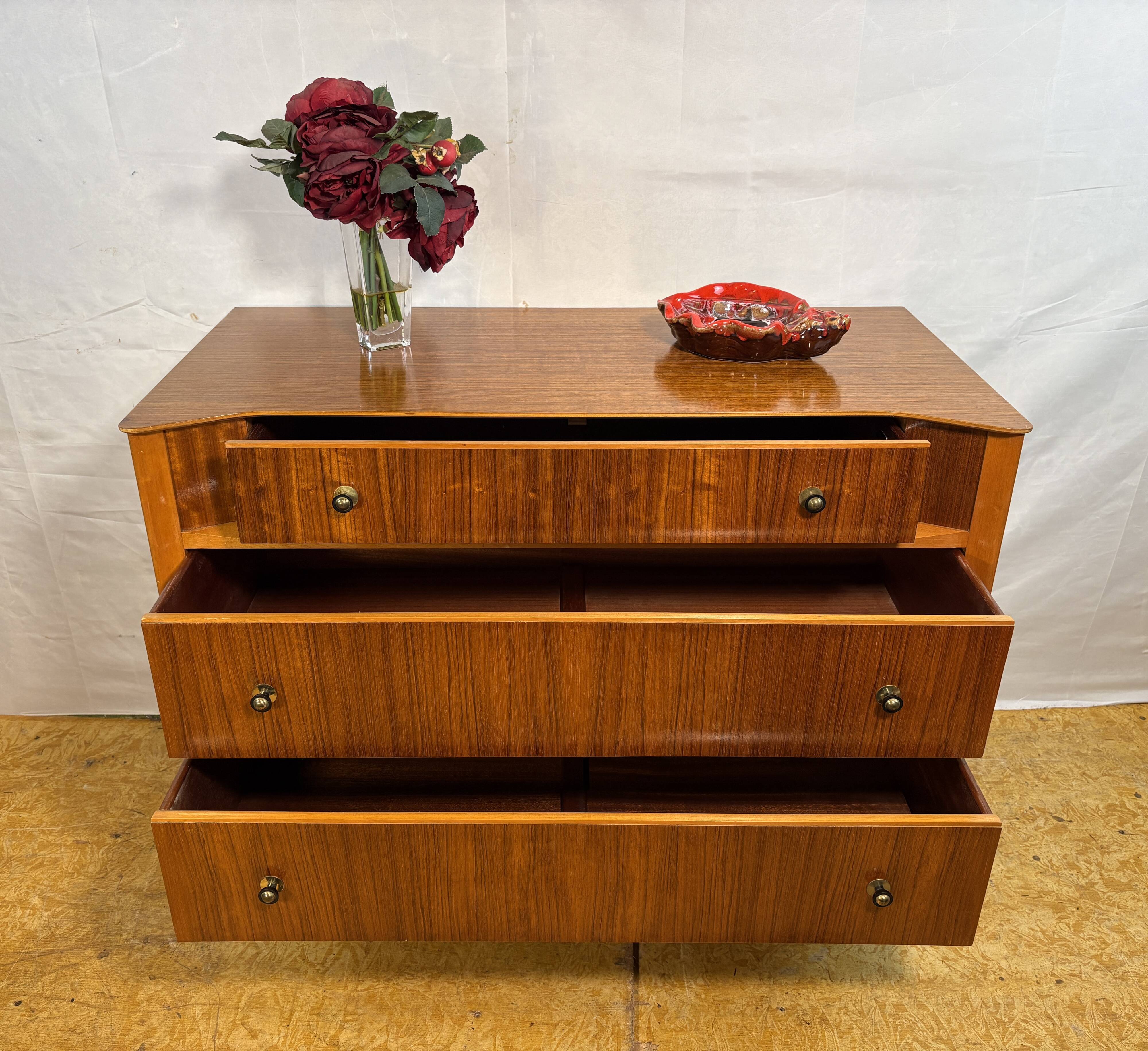 Mid Century Retro Teak Chest of Drawers by Austinsuite Circa 1960  A stunni
