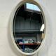 Vintage Oval Mirror with Lighting in Wooden Frame, Hillebrand Germany 1970s