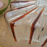 Ceiling lamp / wall lamp in molded glass two-tone square 70s