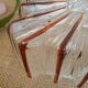Ceiling lamp / wall lamp in molded glass two-tone square 70s
