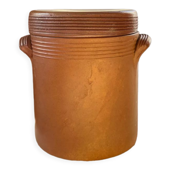 Stoneware mustard pot with lid