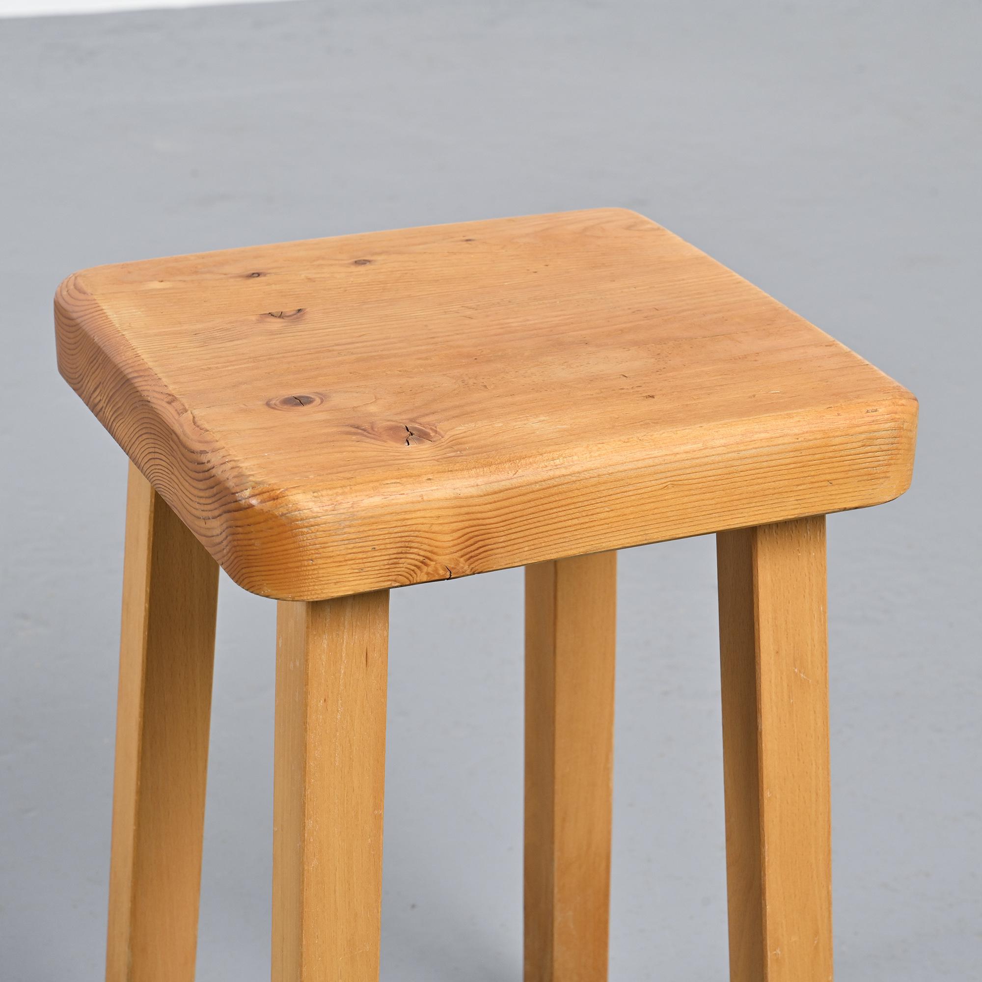 Pine stool by Charlotte Perriand, Les Arcs, France