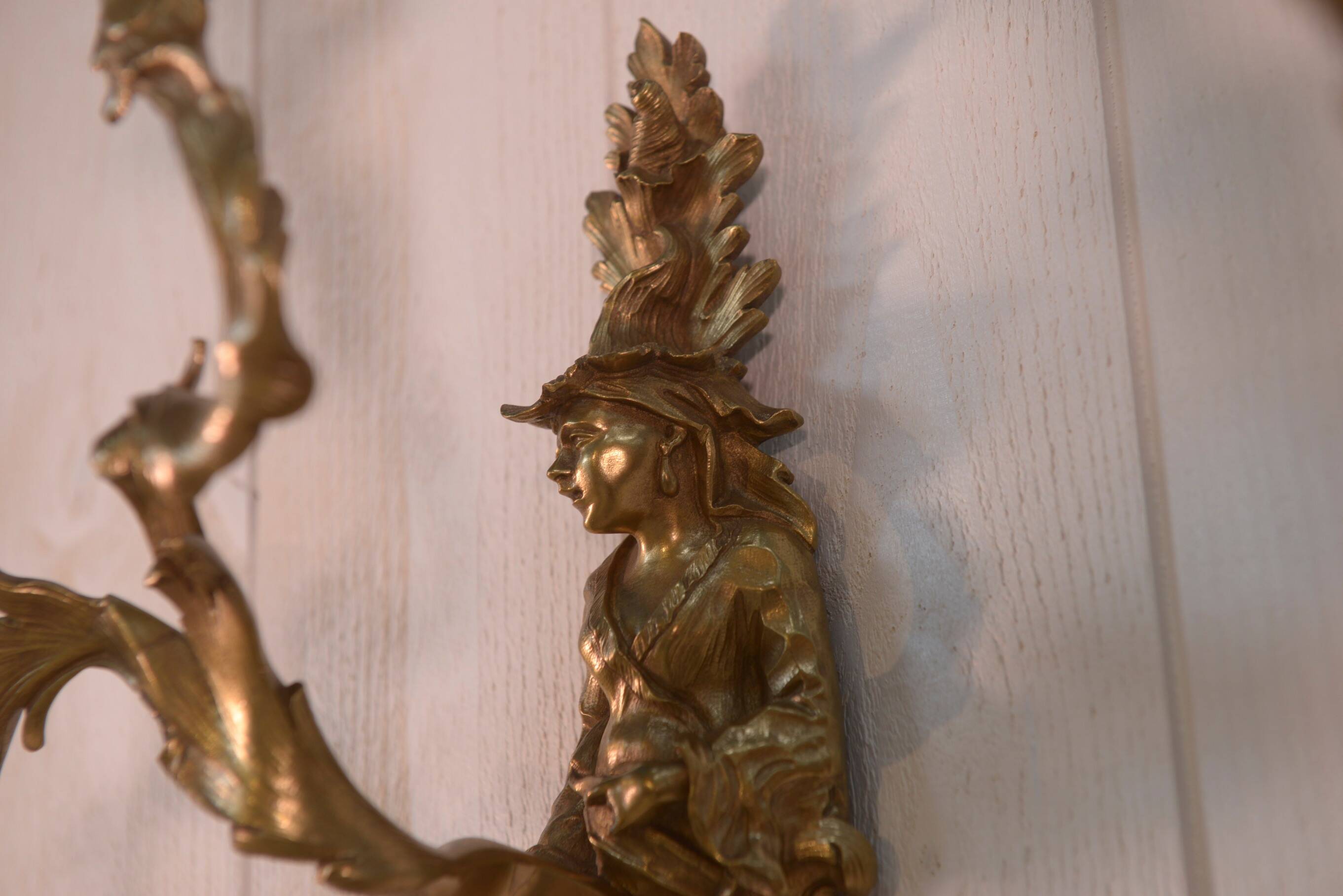 Pair of bronze sconces, mid-18th century
