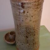 Vase porte-bougie en grès