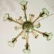 6 arms vintage Venetian chandelier, green Murano glass, 1950s
