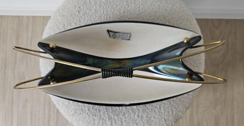 Suspended cup Verceram – Iridescent ceramic & brass – 1950s–60s