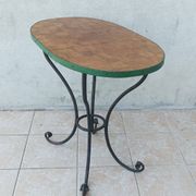 Table bistrot en fer forgé et noyer