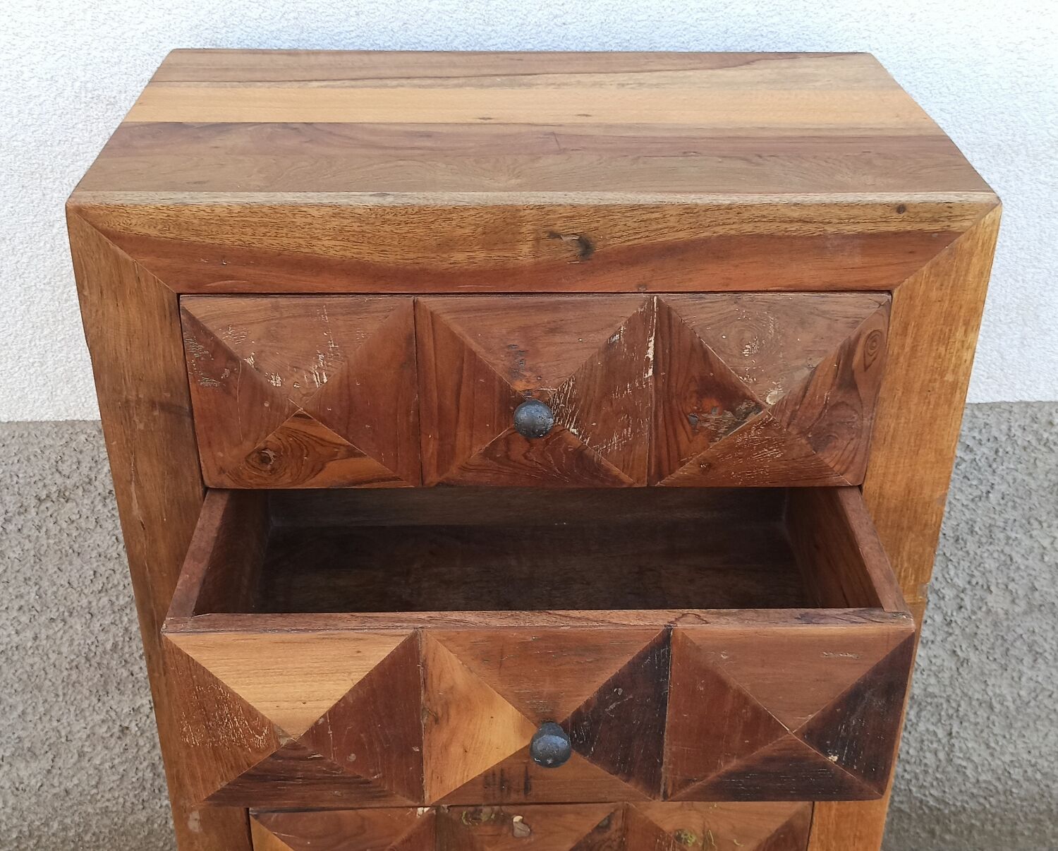 Petite commode 5 tiroirs pointes de diamant