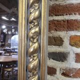 mirror in gray and gold patinated wood with loves