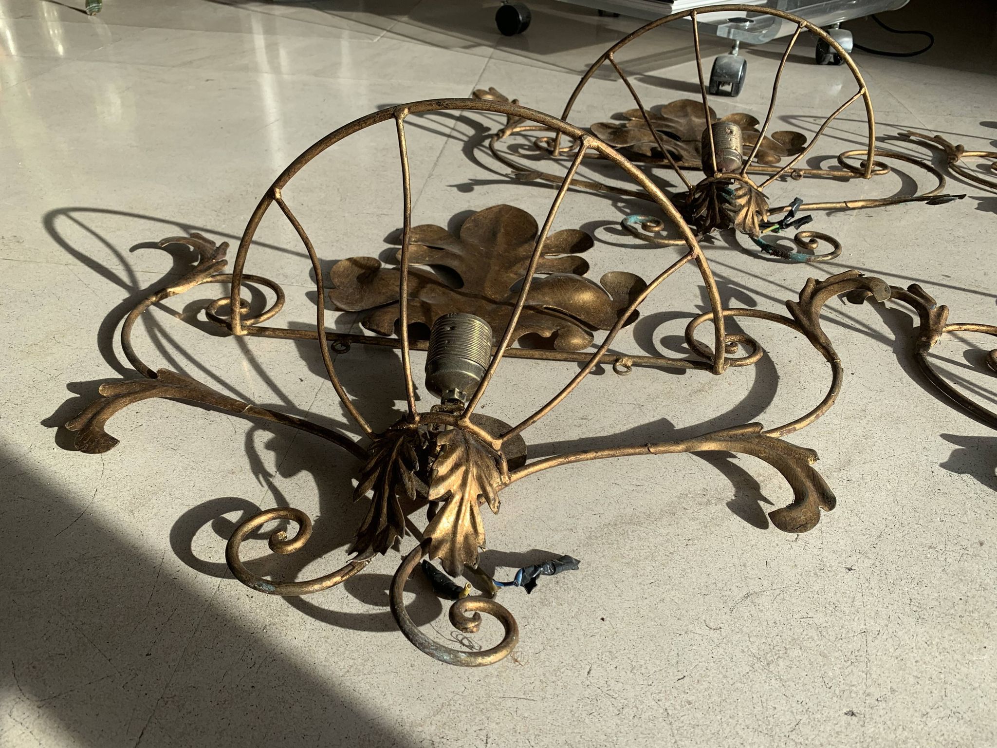 Set of gold wall lights