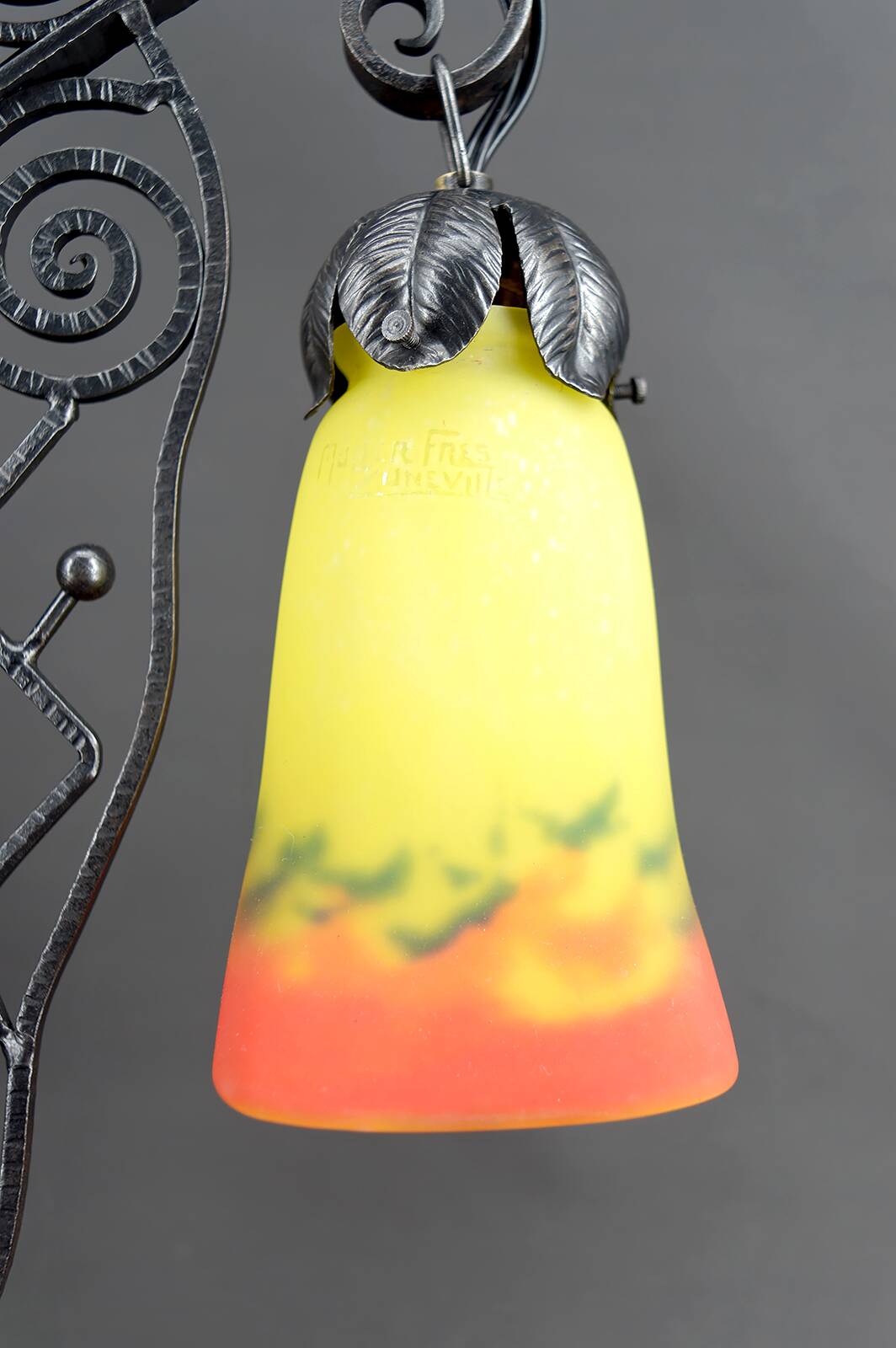 Bicéphale Art Deco lamp in wrought iron – Muller Frères Lunéville, circa 1930