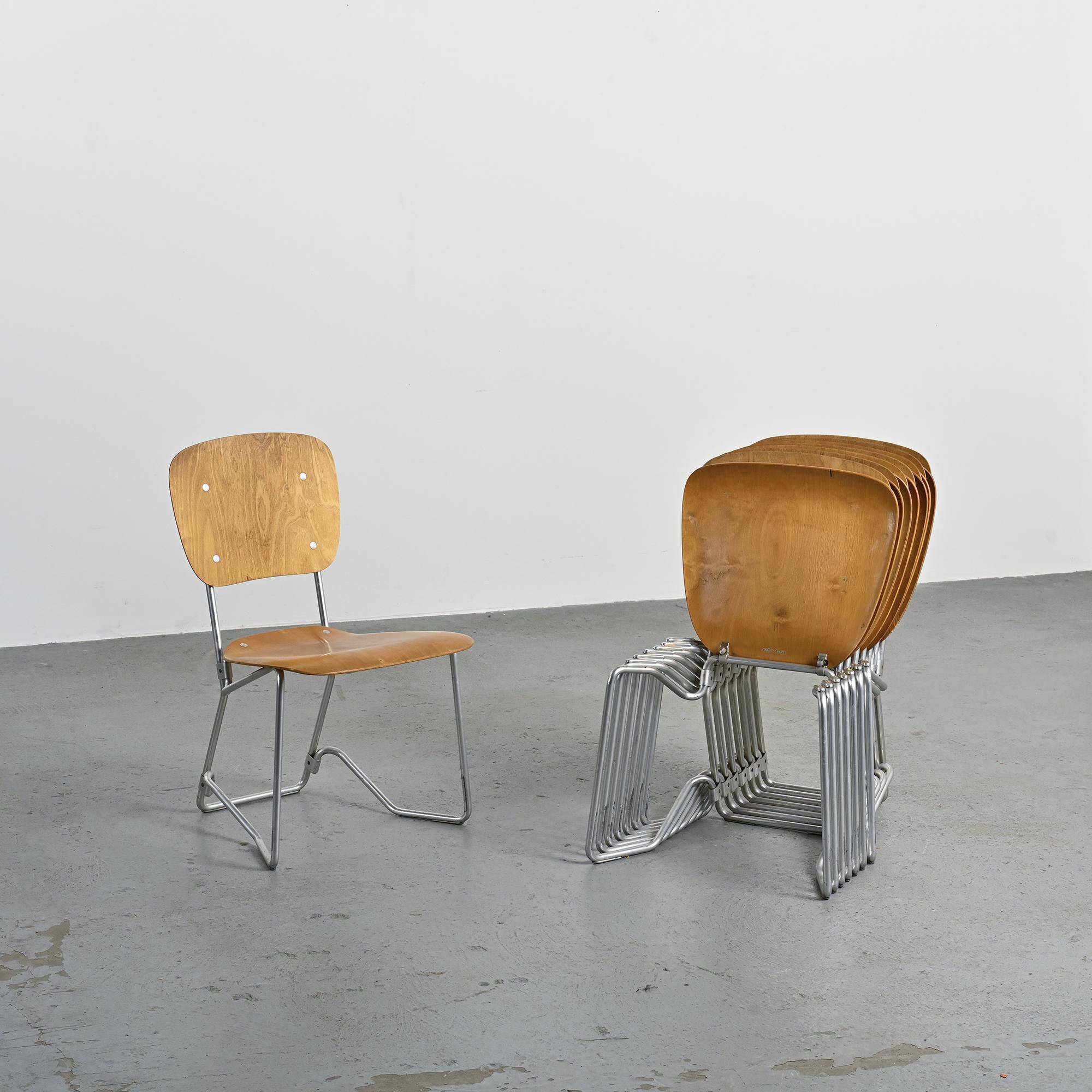 Suite de 8 chaises Alu-Flex par Armin Wirth, circa 1965