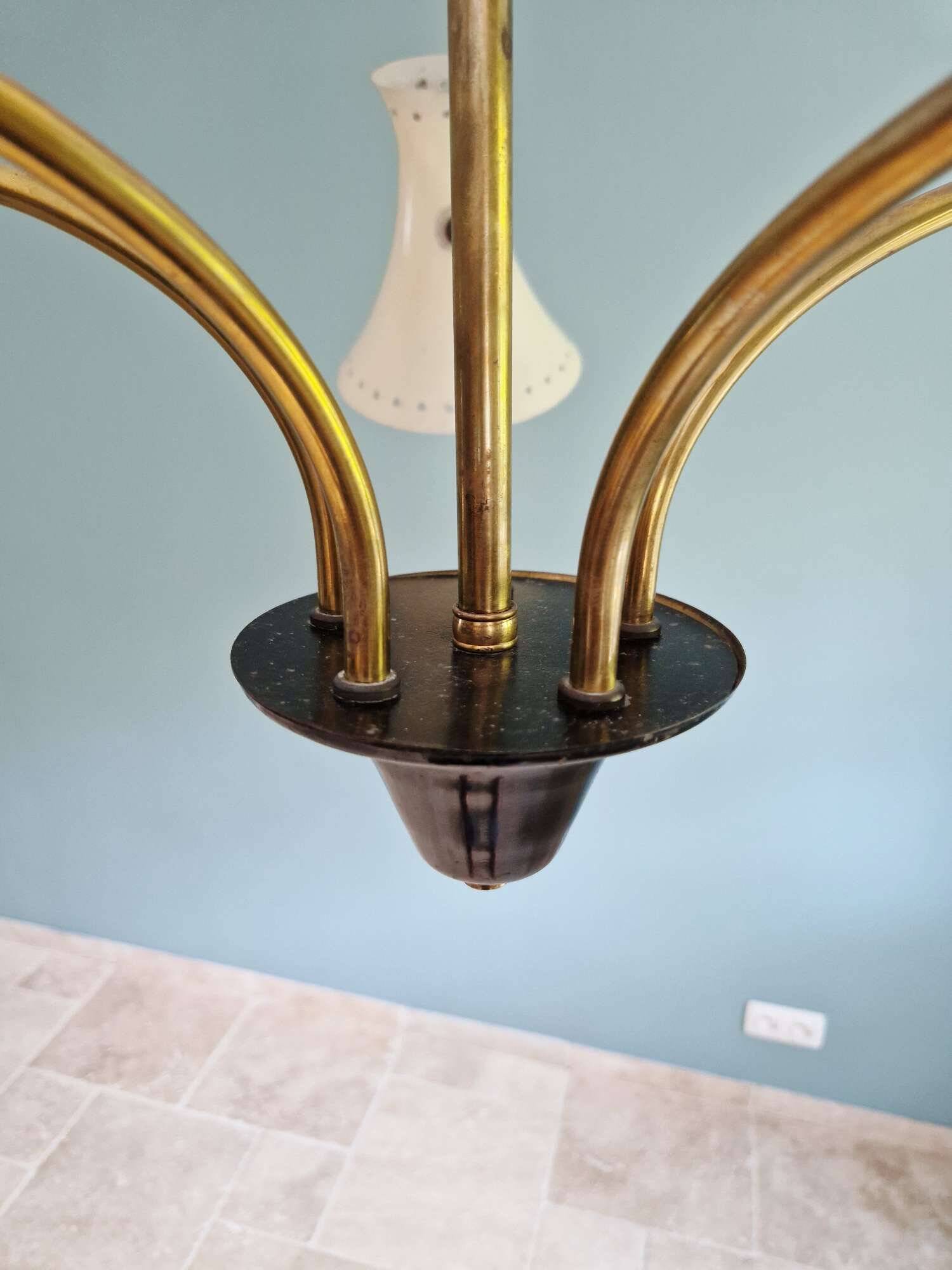 Diabolo articulated chandelier, Italian design, 1950s-60s