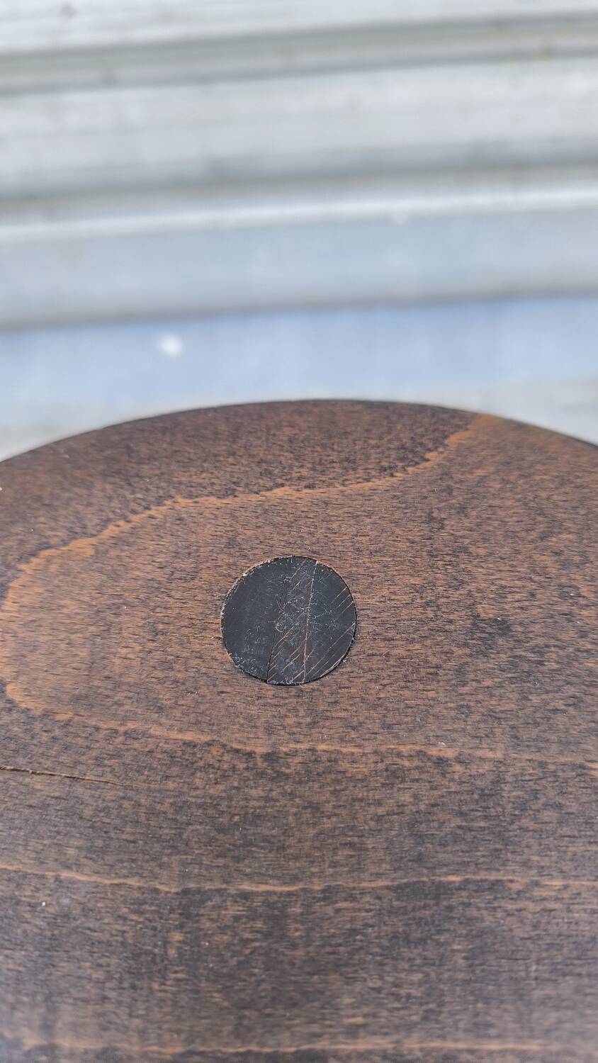 Turned wooden tripod stool