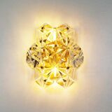 Polished brass and crystal glass wall lamp by Kinkeldey, Germany 1970’s