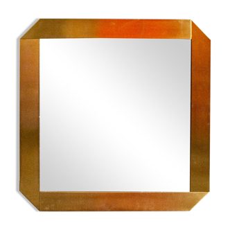 Brass metal frame mirror by for Valenti Italia 1970s