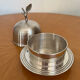 Antique silver metal butter dish
