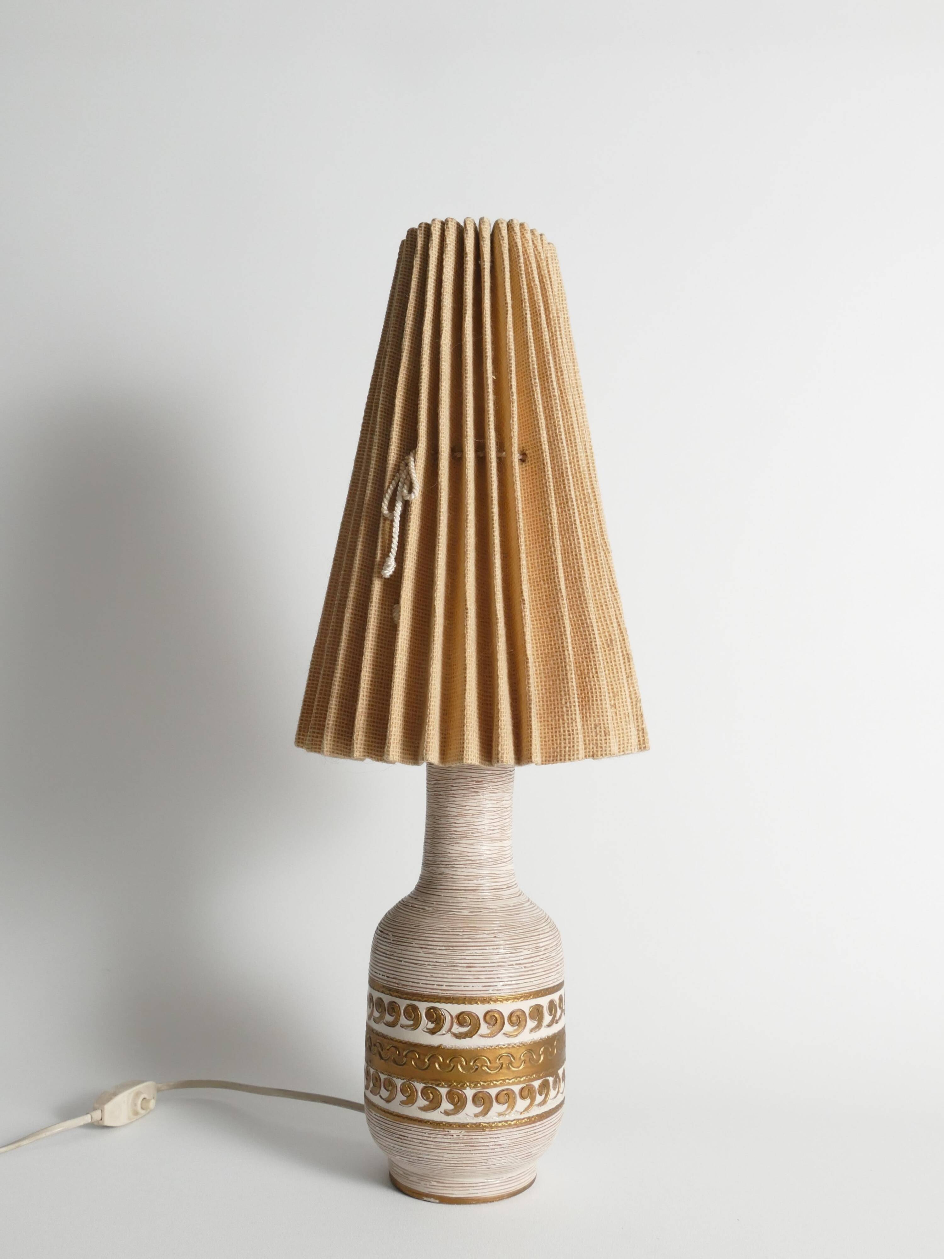 White and Gold Ceramic Table Lamp by Fratelli Fanciulacci, Italy 1970's