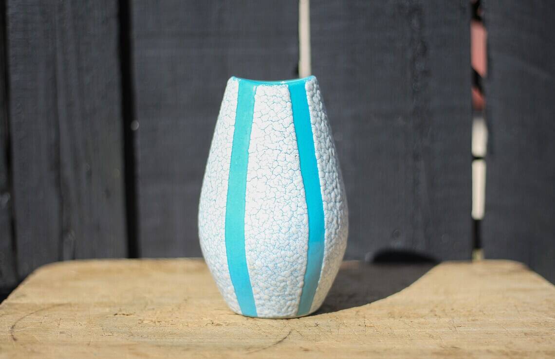 Jopeko fat lava vintage blue ceramic vase, pottery, collection, decorative vase, interior decor