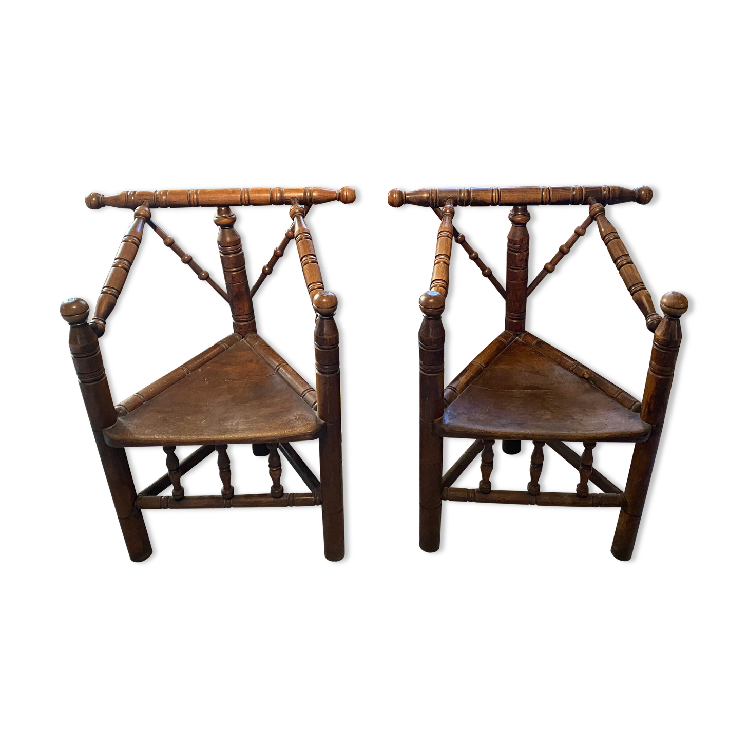 Pair of tripod turner chairs