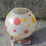 Art Deco night light in marble and enamelled glass from the 1930s.