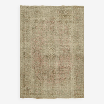 Hand-knotted persian antique 1970s 237 cm x 339 cm beige wool carpet