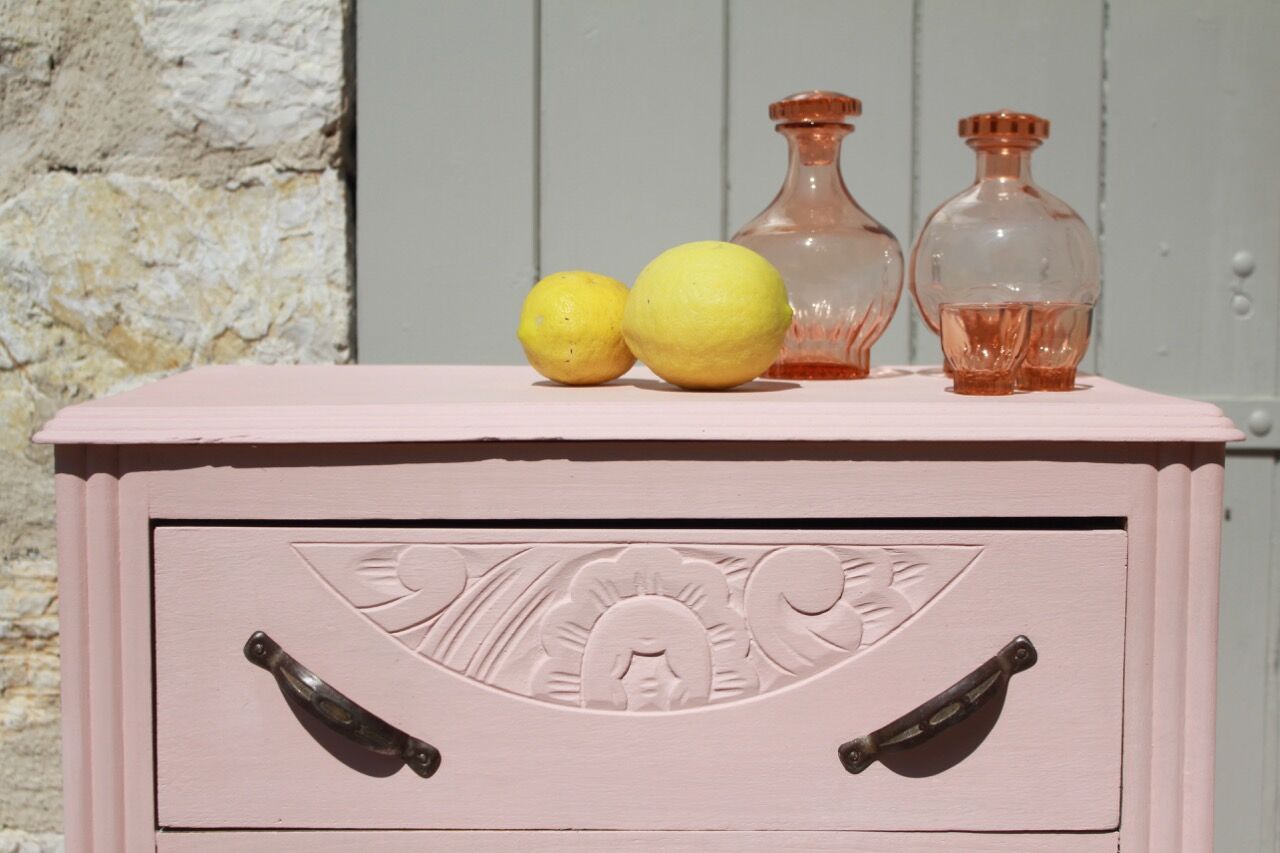 Chiffonnier rose poudré art déco