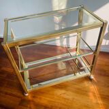 Vintage brass and glass bar cart, 1980