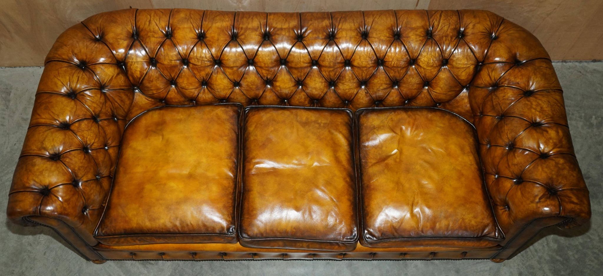 Restored vintage leather Chesterfield sofa