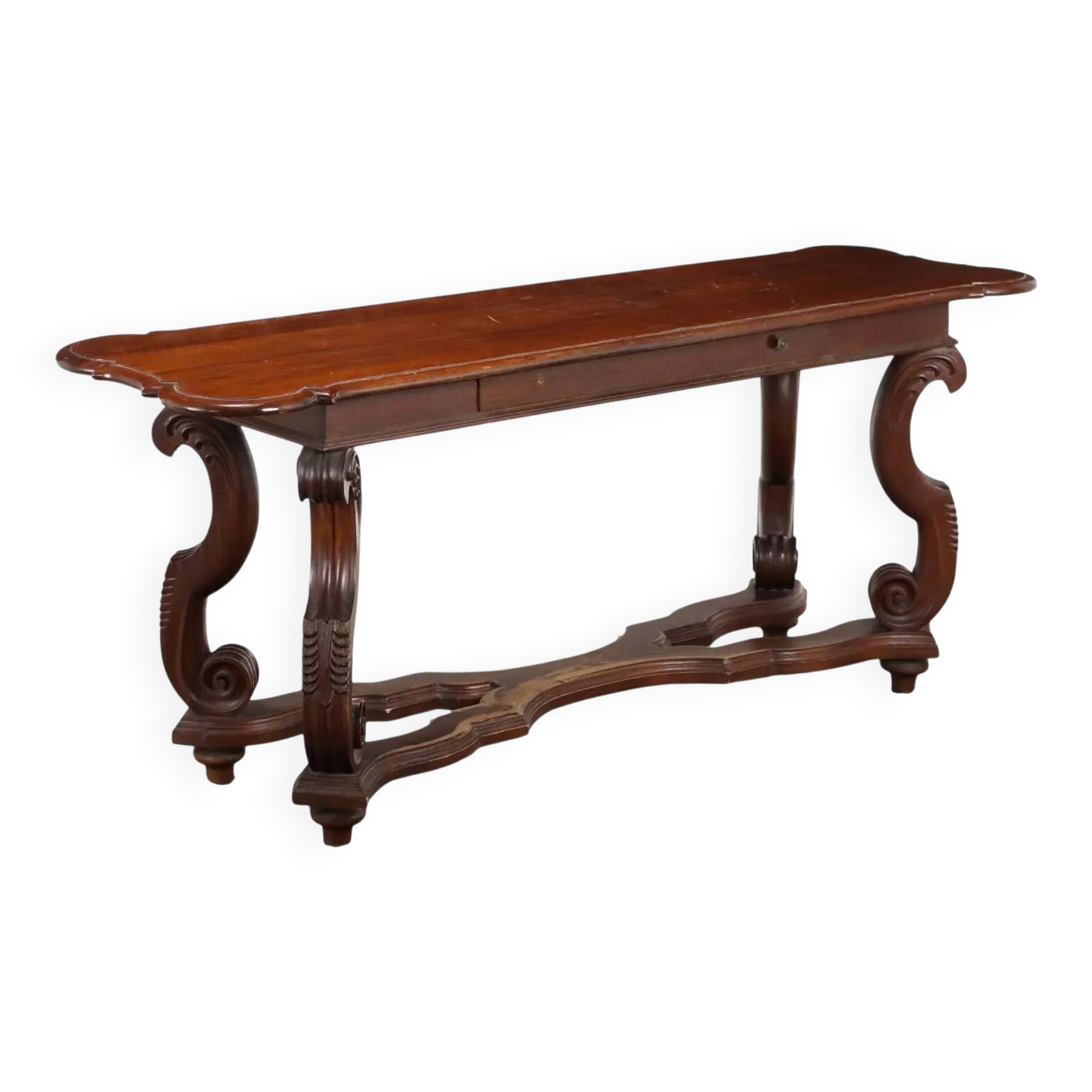 Antique poplar desk with a small drawer, Italy, early 20th century.