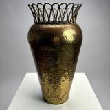 Mid-Century Hammered Brass Umbrella Stand in the style of Gio Ponti, 1950s
