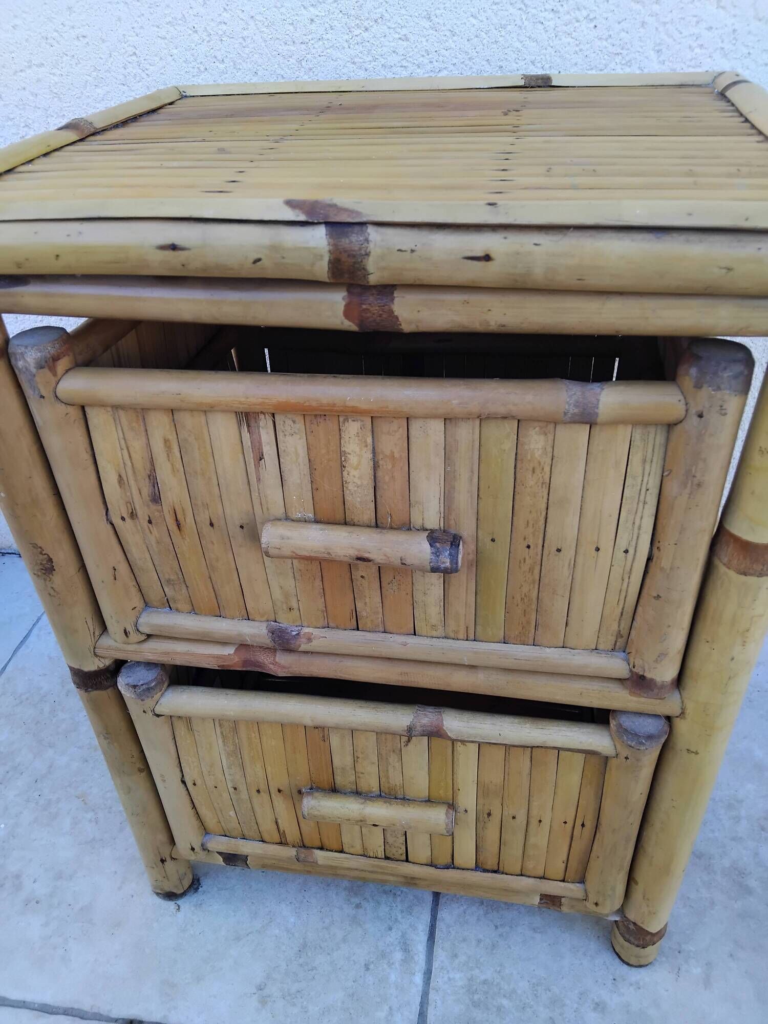 Vintage design bamboo bedside table