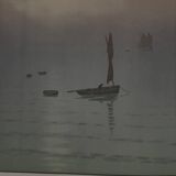 Lithograph by Henri Rivière The Beautiful Country of Brittany - Mist at Sea